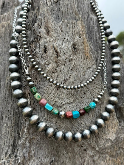3-pc Sterling Silver Strand & Jasper Necklace Stack