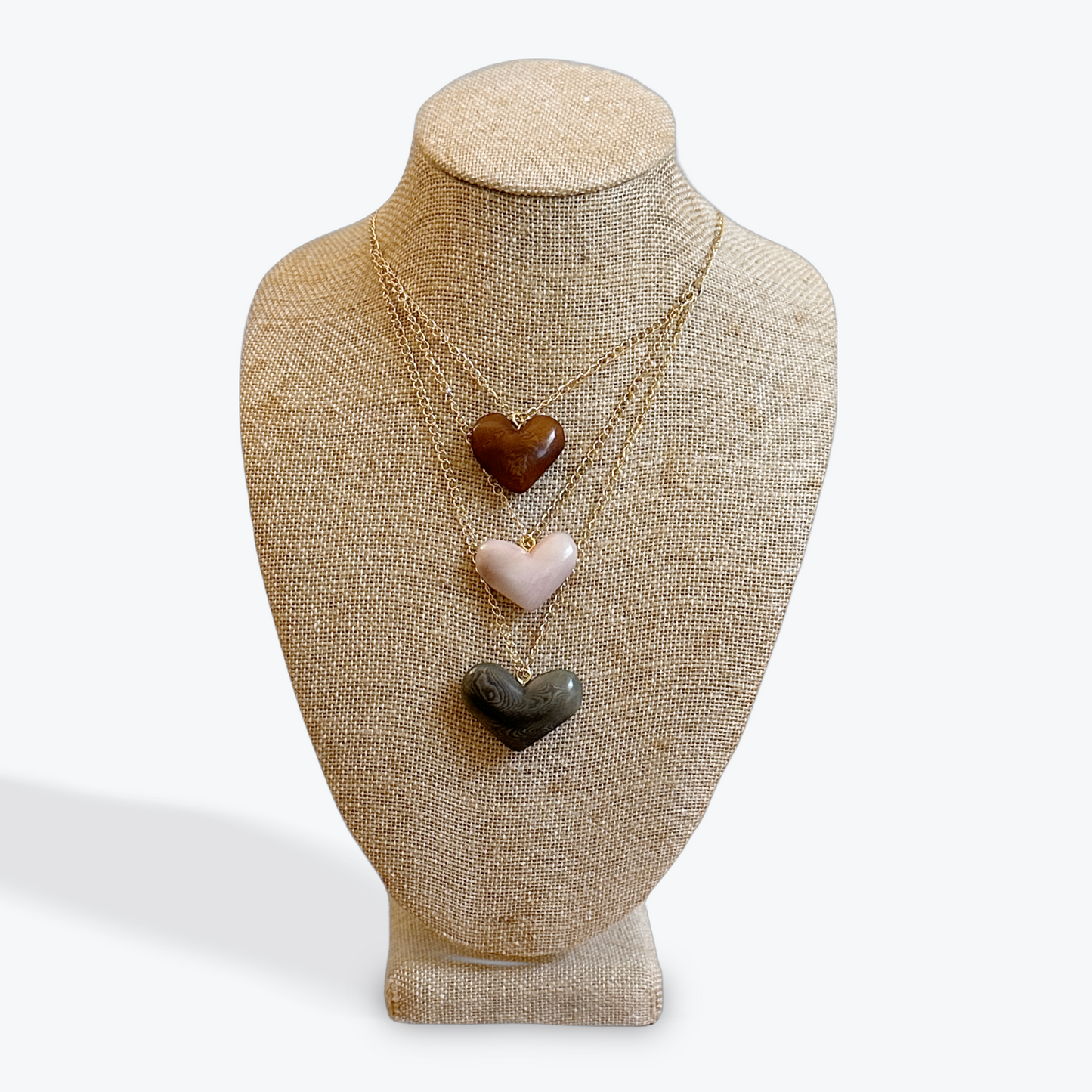TRES HEART NECKLACE | TRIPLE STRAND HEART NECKLACE