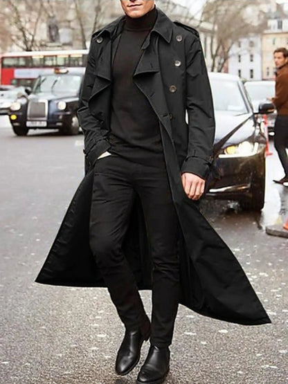 Men's Long Sleeve Longline Trench Coat