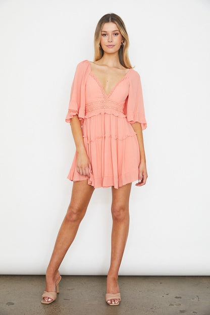 Flutter Sleeved Mini Dress