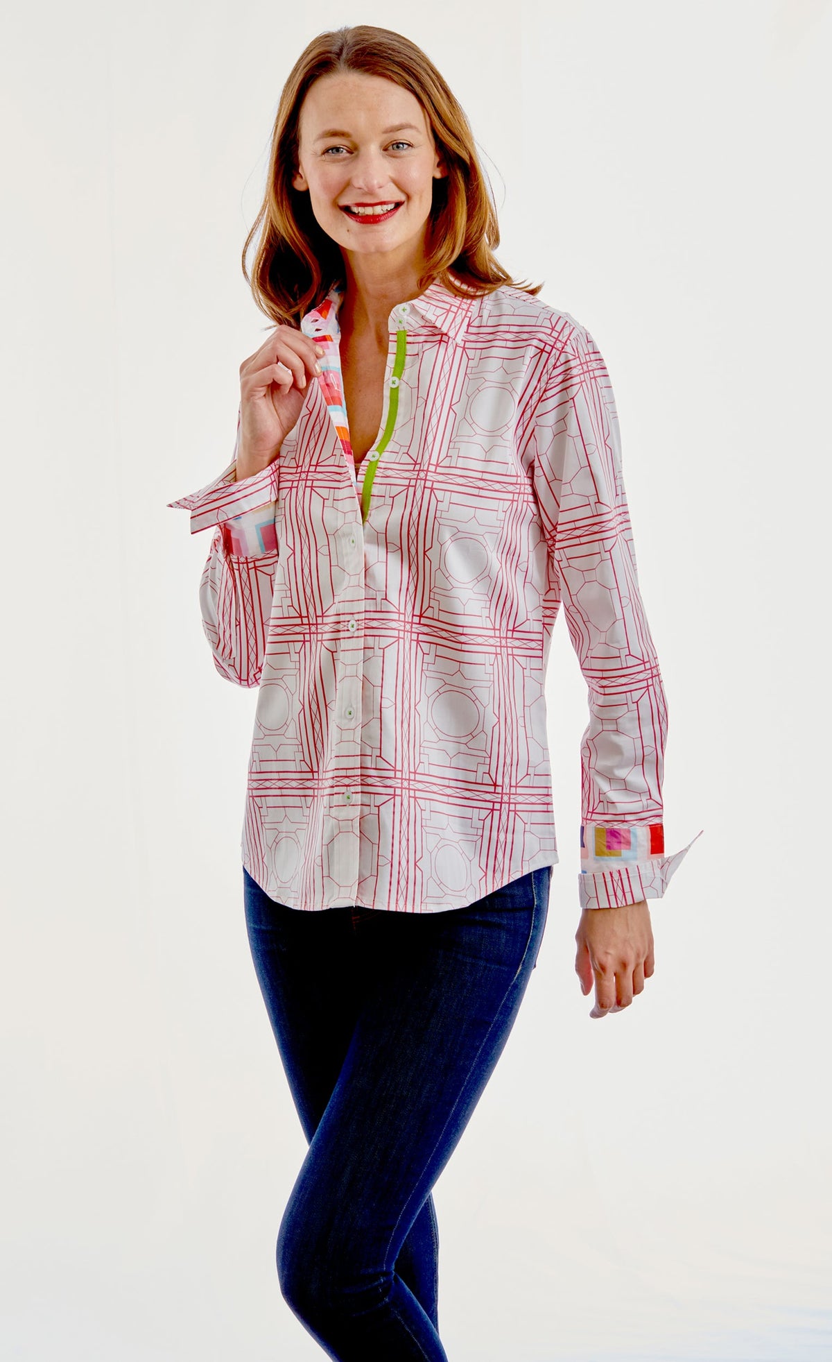 Rome Shirt Pink White Geo