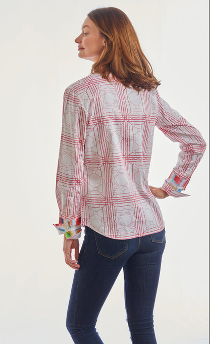 Rome Shirt Pink White Geo