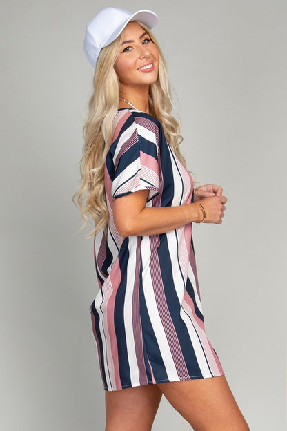 Multi striped print Tunic Dress