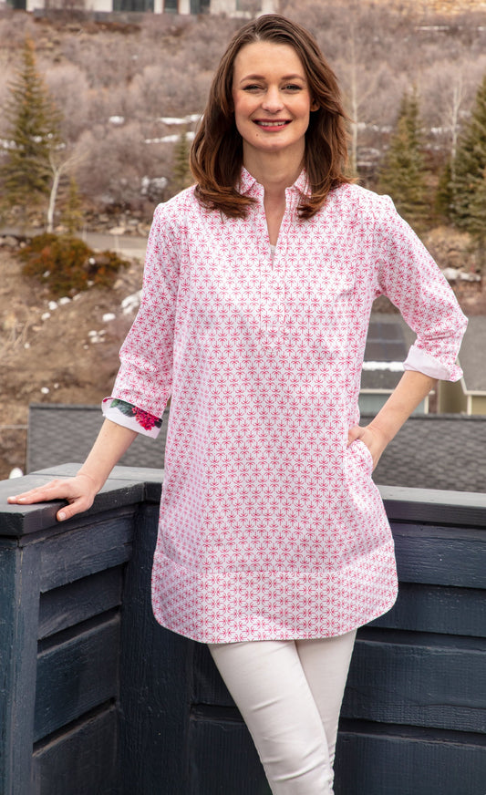 Vail Tunic Mini Pink Palms Print