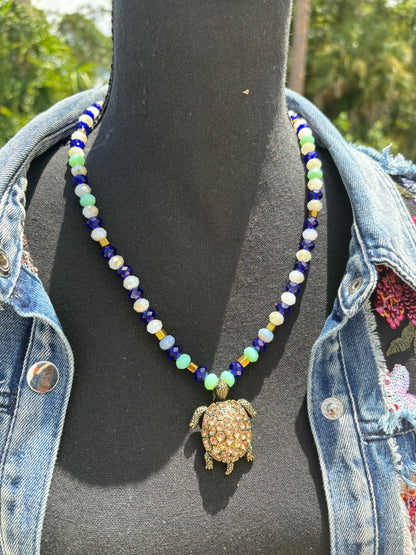 On Sale! Swarovski Crystal beaded necklace with Swarovski Crystal with Pendant