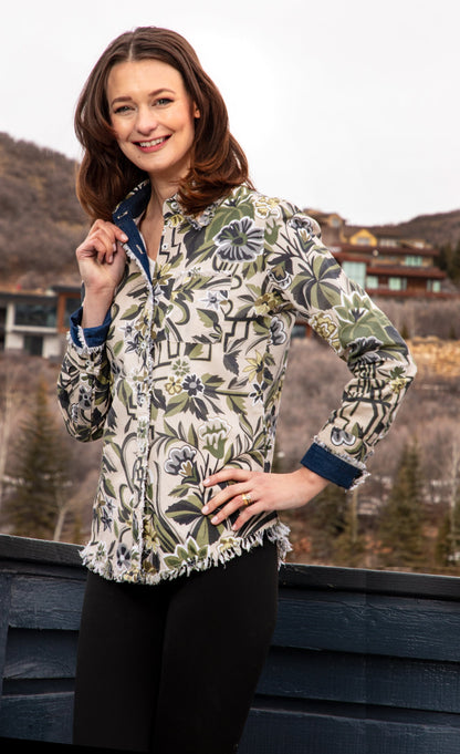 Cape Cod Tunic Neutral Tapestry Print Cotton Linen