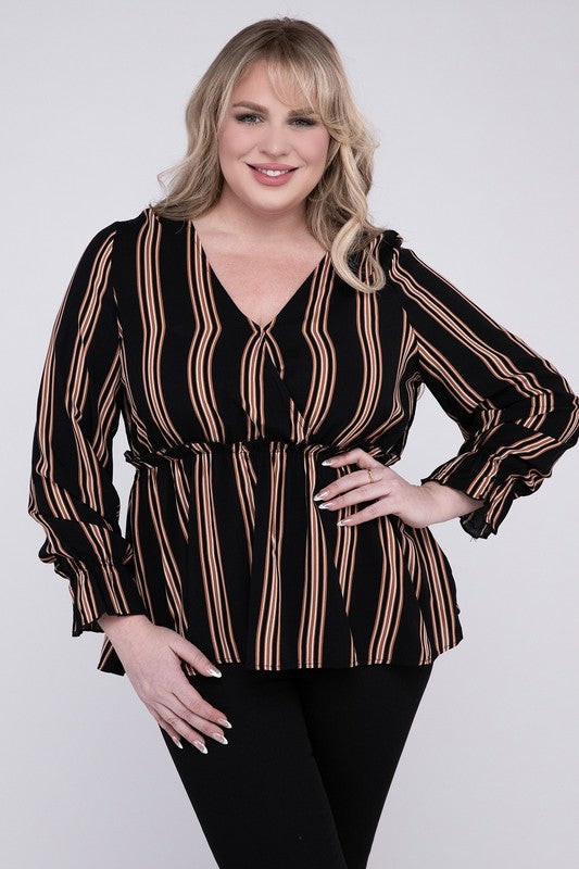 Striped Top With Ruffled Hem