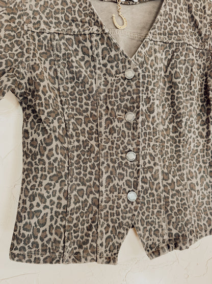 The Logan Leopard Denim Top