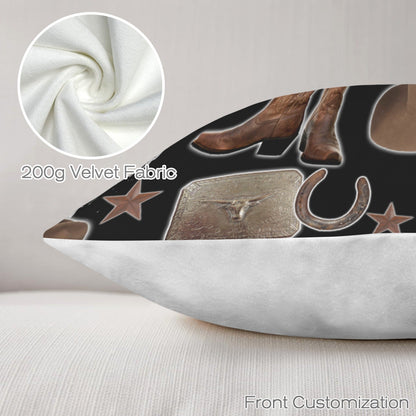 Baha Ranch Cowboy Collage Velvety Soft Throw Pillow Case Made in America