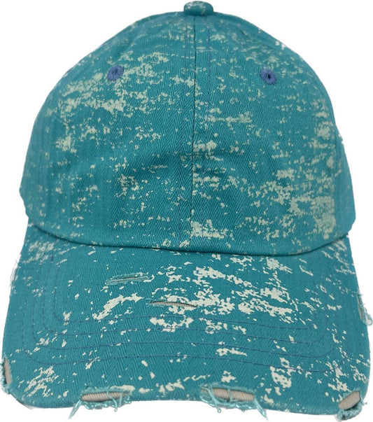 TURQUOISE DISTRESSED SPLATTER HAT