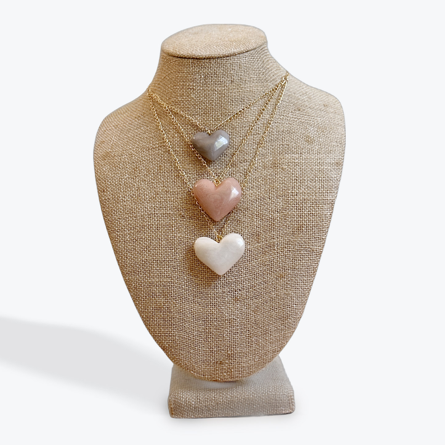 TRES HEART NECKLACE | TRIPLE STRAND HEART NECKLACE