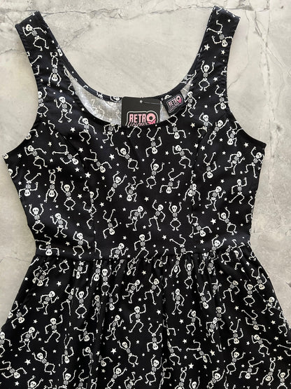 Glow in the Dark Dancing Skeletons Fit & Flare Dress - XS only