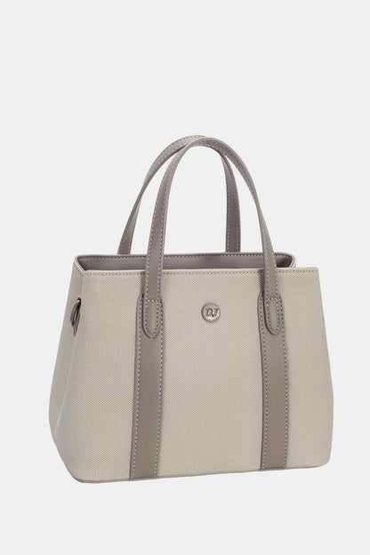 David Jones Canvas Handbag with Leather Trim