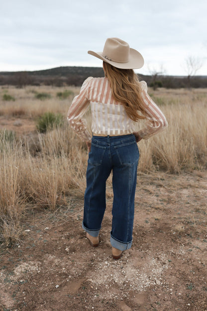 The Cream Stripe Bow Top EXTRA LARGE