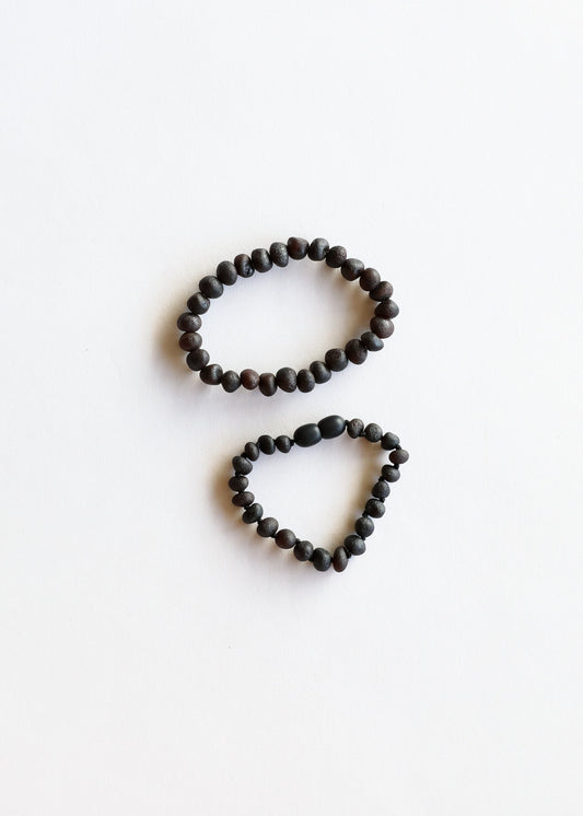 Raw Black Baltic Sea Amber || Bracelet Set