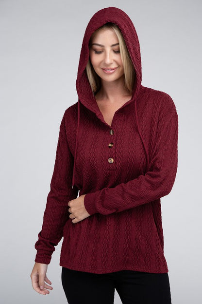 Textured Fabric Pullover Hoodie