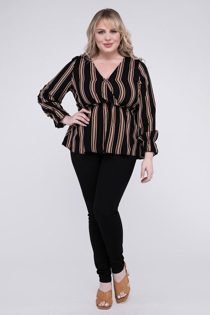 Striped Top With Ruffled Hem