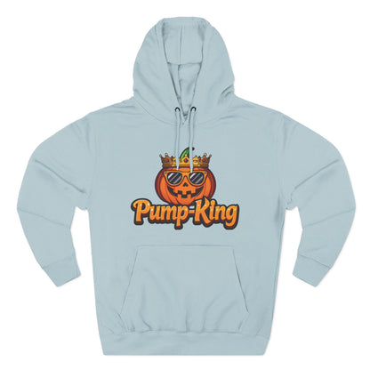 Pump-King Halloween Hoodie, Cozy Fleece Sweatshirt for Fall, Funny Pumpkin Apparel, Autumn Style, Perfect for Halloween Celebrations