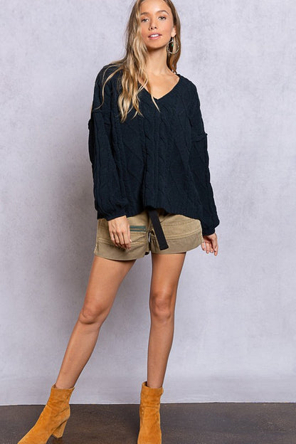 Dreamy V-Neck Sweater with Chain Detail