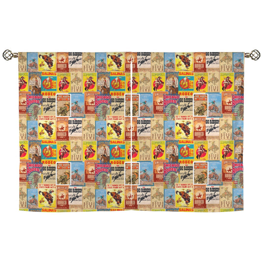 Vintage Rodeo Window Curtain 28"x40" (2-Piece) Made in America