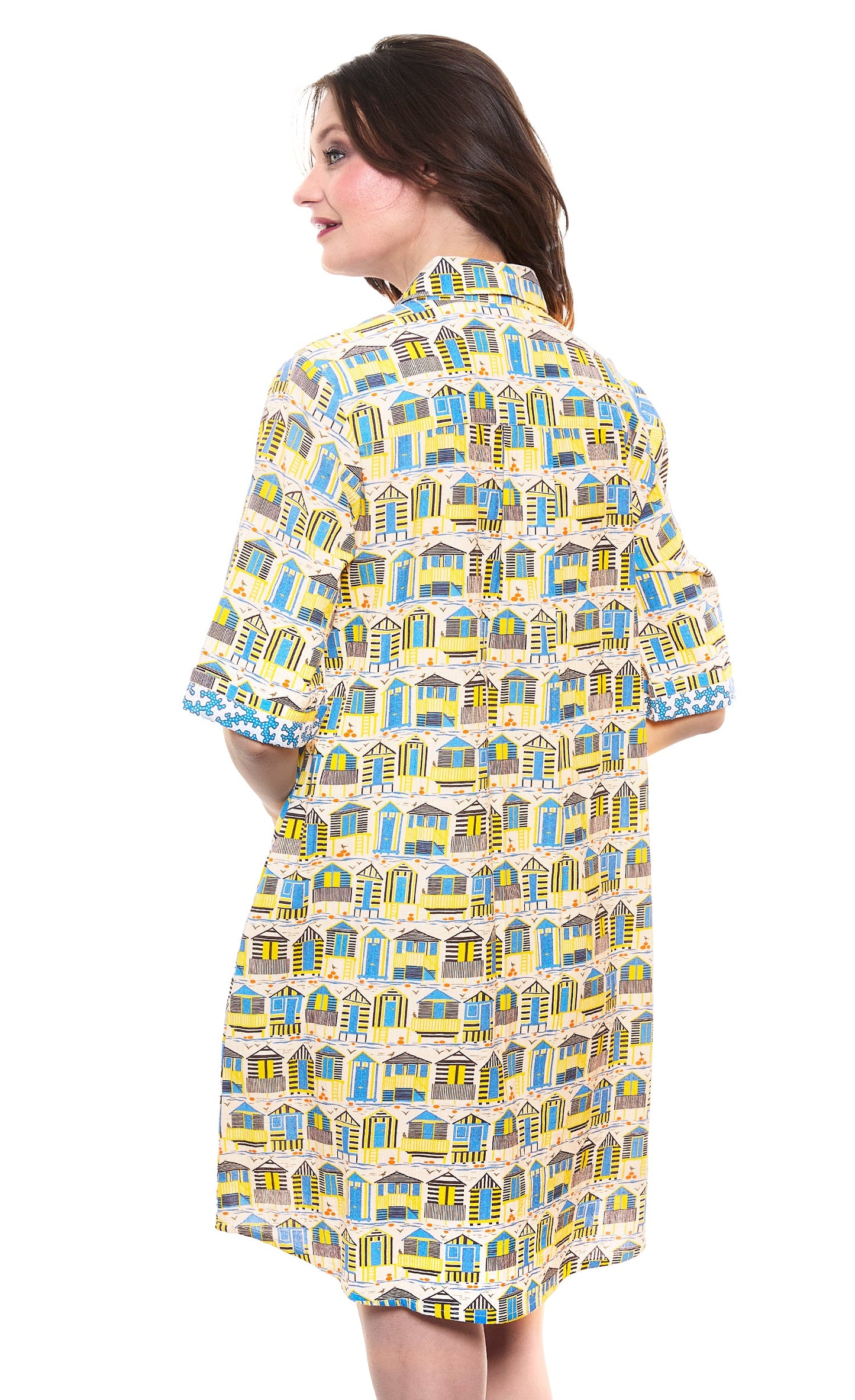 Monterey Dress Cotton Linen Cabana Print