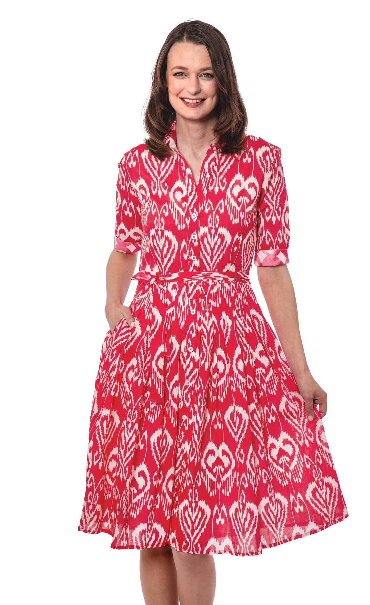 Mrs Maisel Dress Pink White Ikat