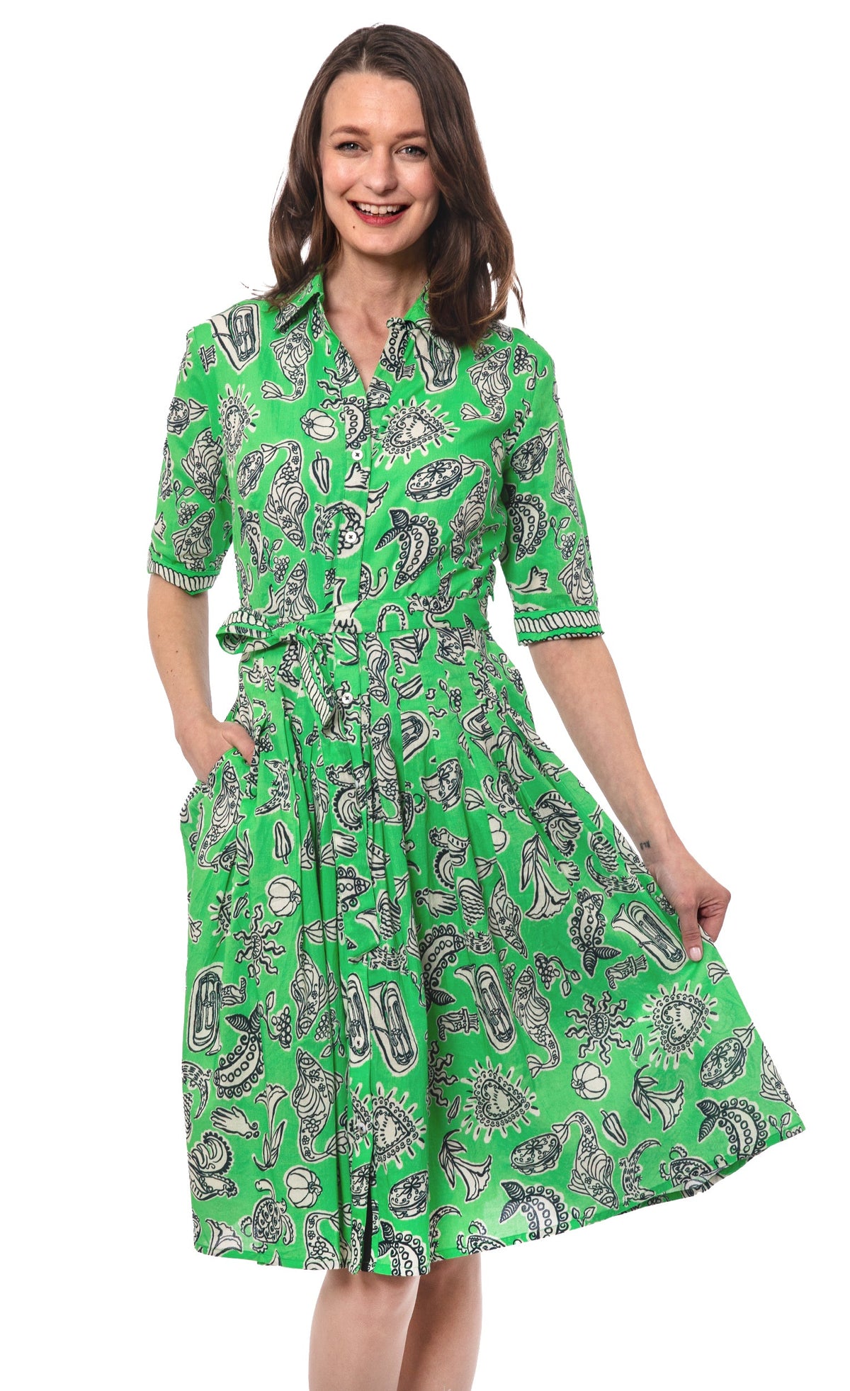 Mrs Maisel Green Black Whimsy Print