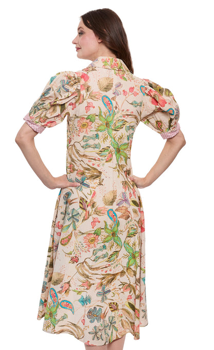 Montauk Dress Linen Cotton Floral Print