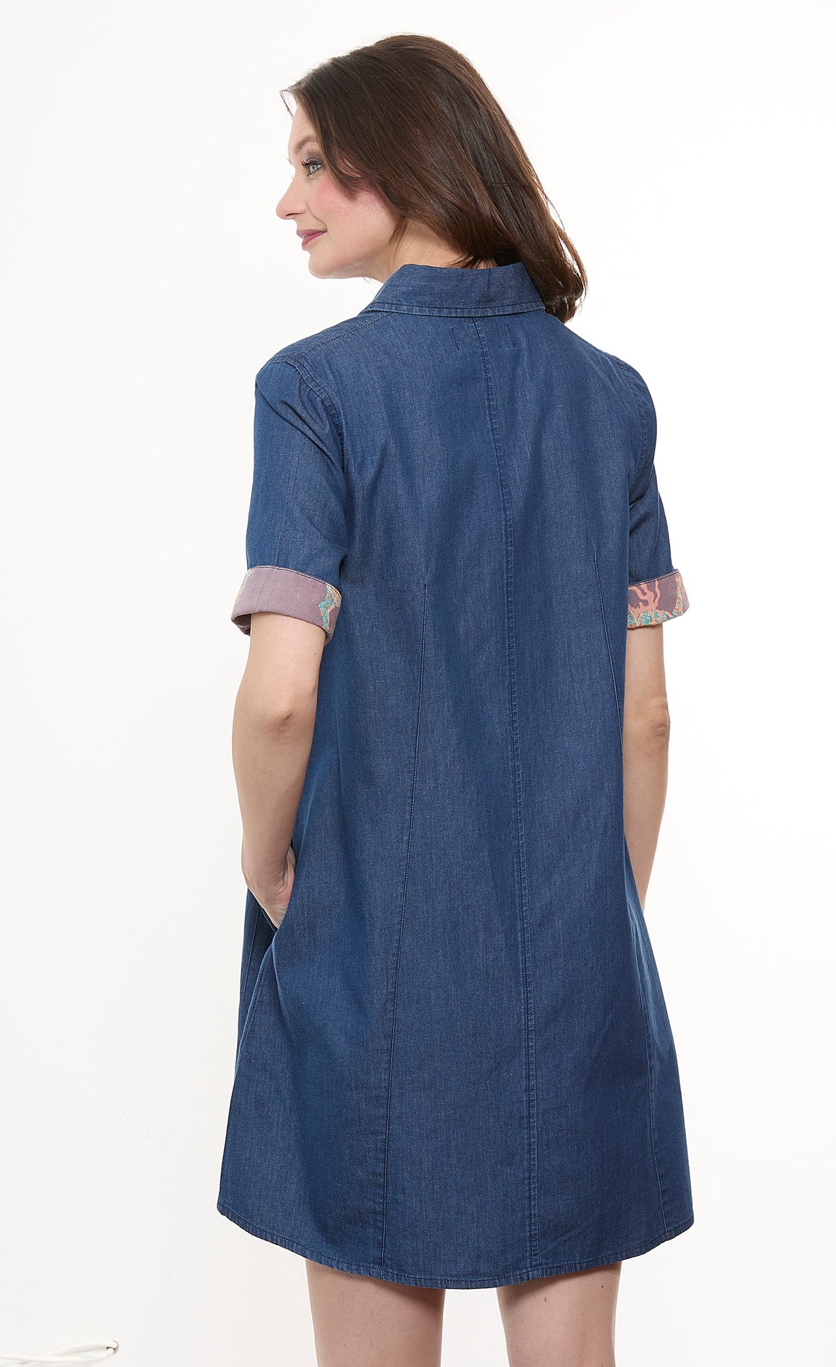 Newport Dress Denim with Gold Buttons
