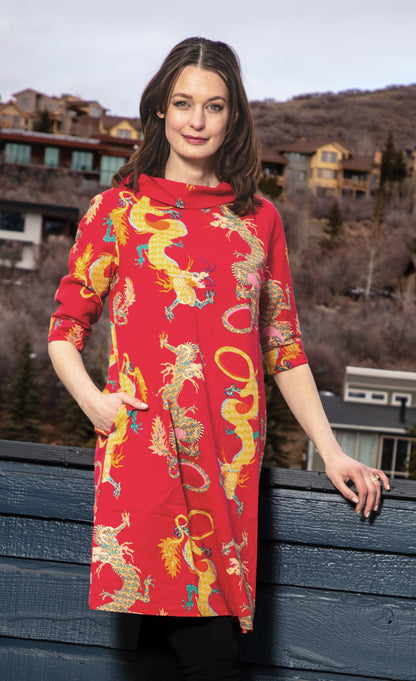 Audrey Retro Dress Red Dragons