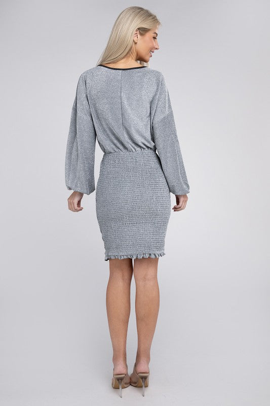 Bishop Sleeve Metallic Dress