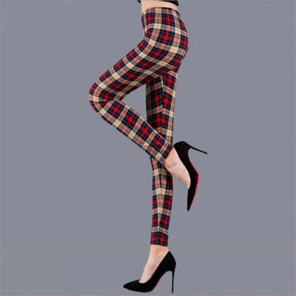 Women’s Plaid Yoga Leggings – Mid Waist Push-Up Pants