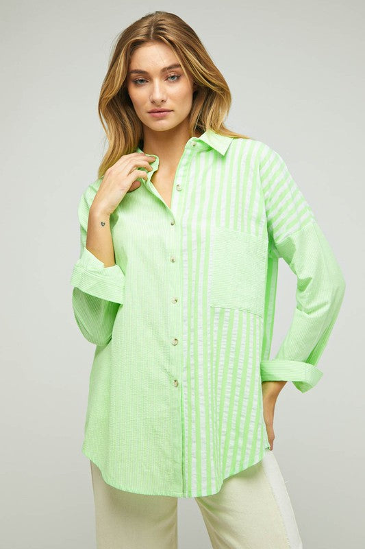 Stripe Button Down Long Sleeve Shirt