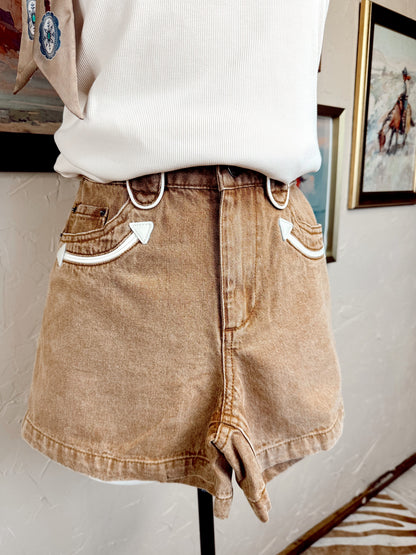 The Abilene Denim Shorts in Tan