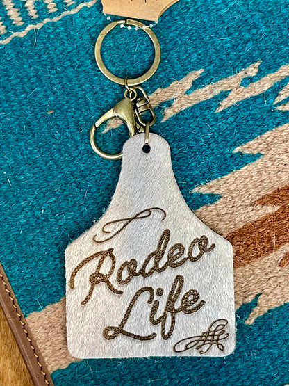 Cow Tag Leather Keychains