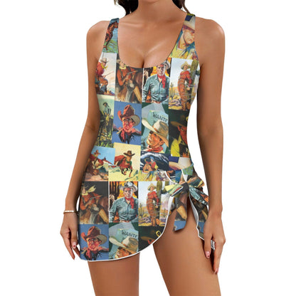 Baha Ranch Vintage Cowboy Skirted Swimsuit