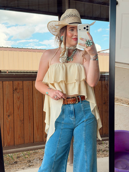 The Bryn Ruffle Halter Top