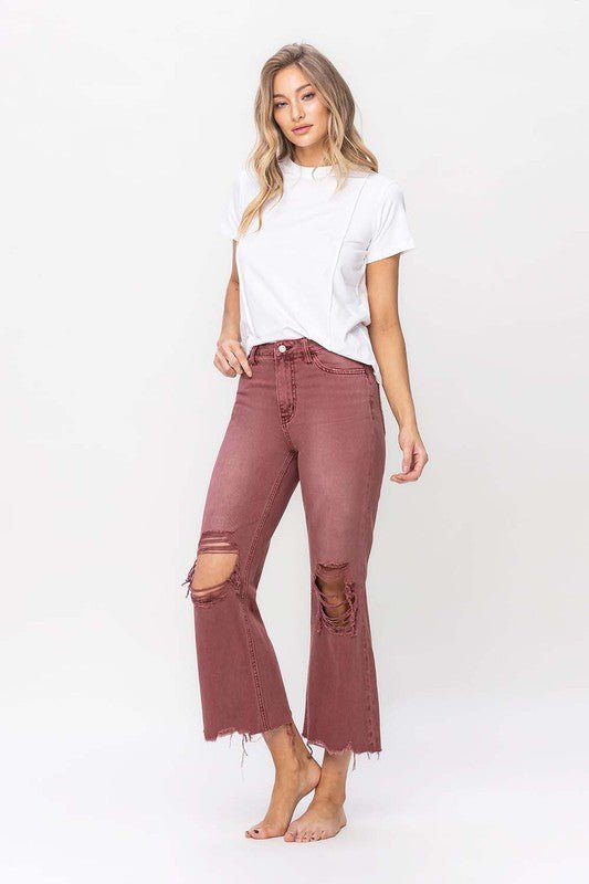 90's Vintage High Rise Crop Flare Jeans - Rustic Jade Designs Co