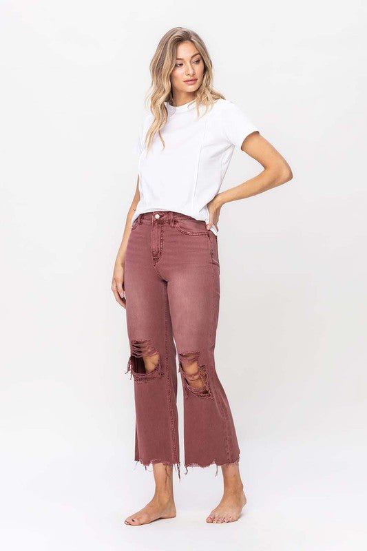 90's Vintage High Rise Crop Flare Jeans - Rustic Jade Designs Co