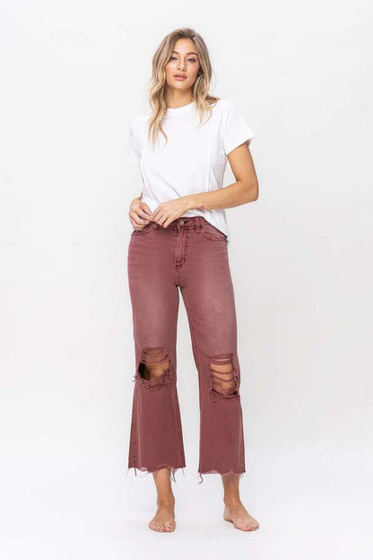 90's Vintage High Rise Crop Flare Jeans - Rustic Jade Designs Co