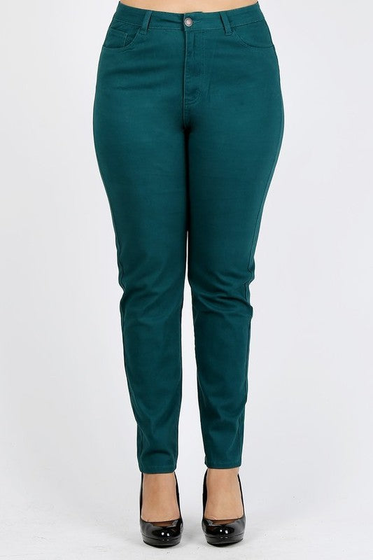 Plus Size High Waist Solid Stretch Jeans Pants