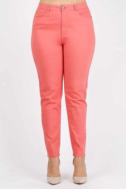 Plus Size High Waist Solid Stretch Jeans Pants