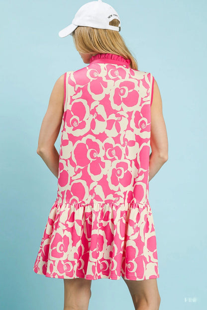 Umgee Floral Sleeveless Tiered Dress