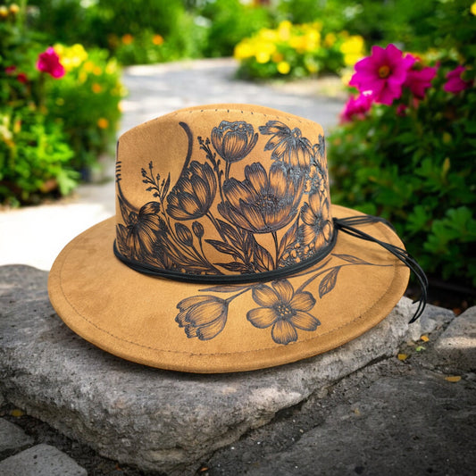 Flower Garden- Burned Small Brim Fedora