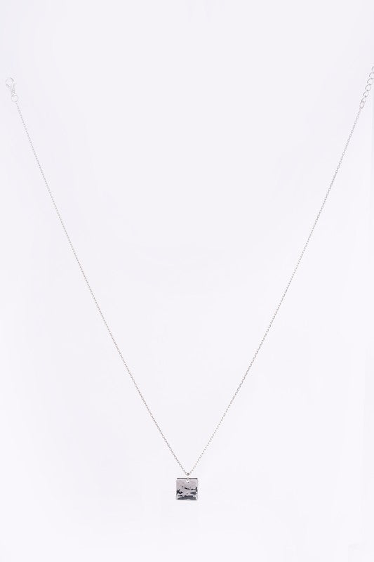 Twist ring and square pendant necklace set -silver