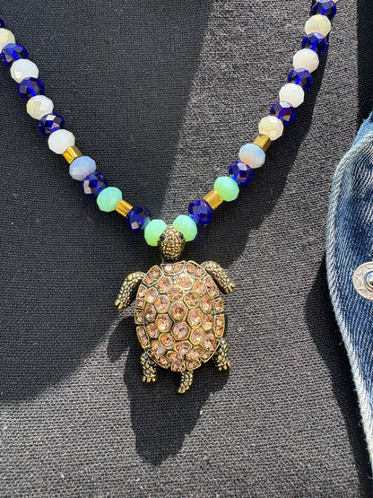 On Sale! Swarovski Crystal beaded necklace with Swarovski Crystal with Pendant