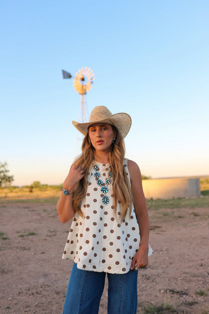The Posie Polka Dot Denim Top