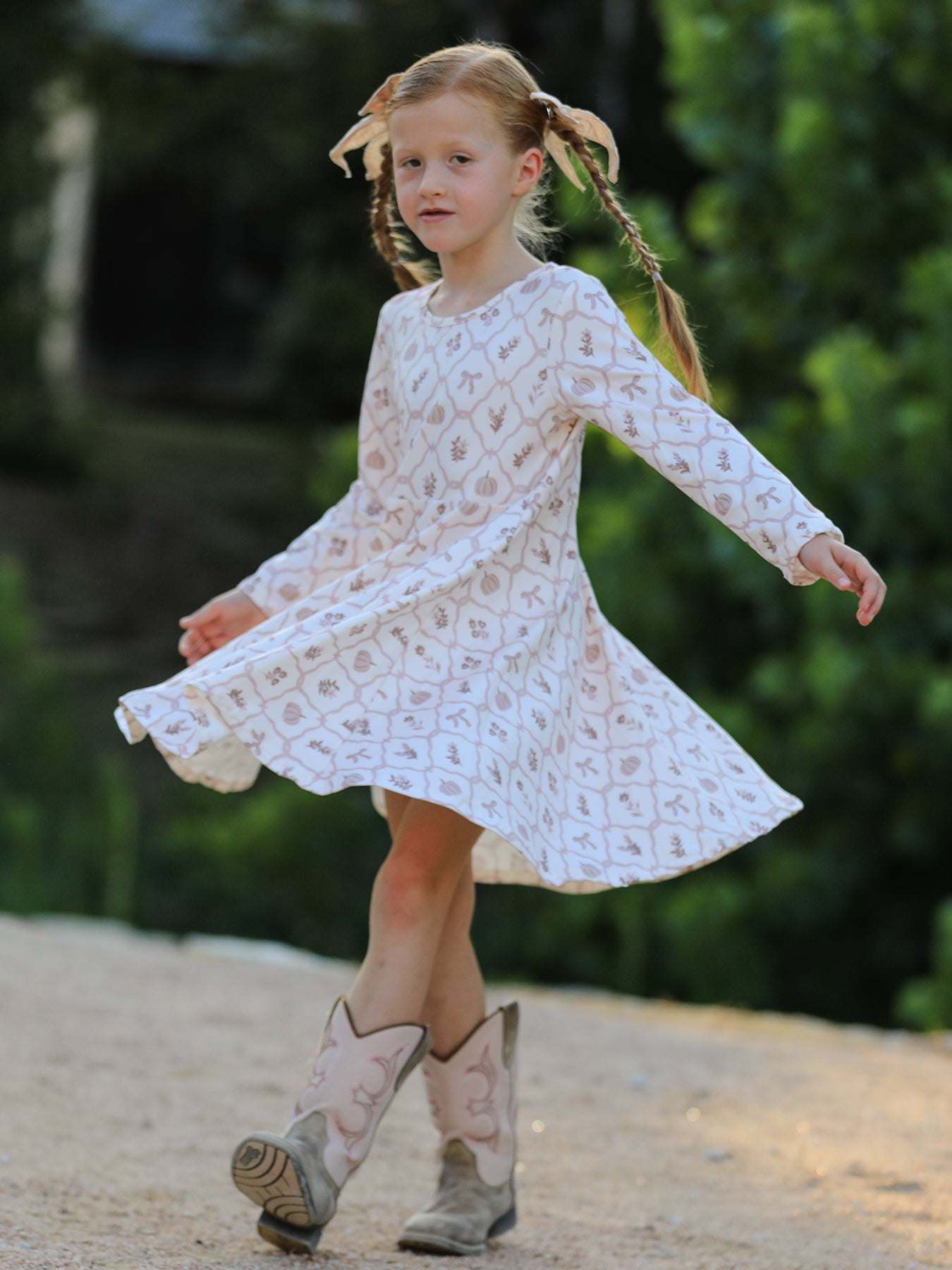 PREORDER Fall Pumpkin Bow Girls Twirl Dress