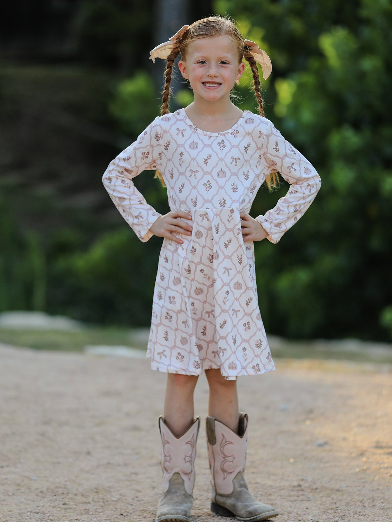 PREORDER Fall Pumpkin Bow Girls Twirl Dress