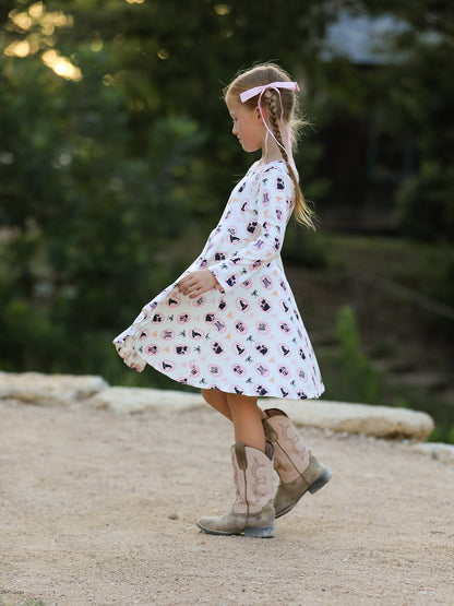 Halloween Vintage Cameo Print Girls Twirl Dress